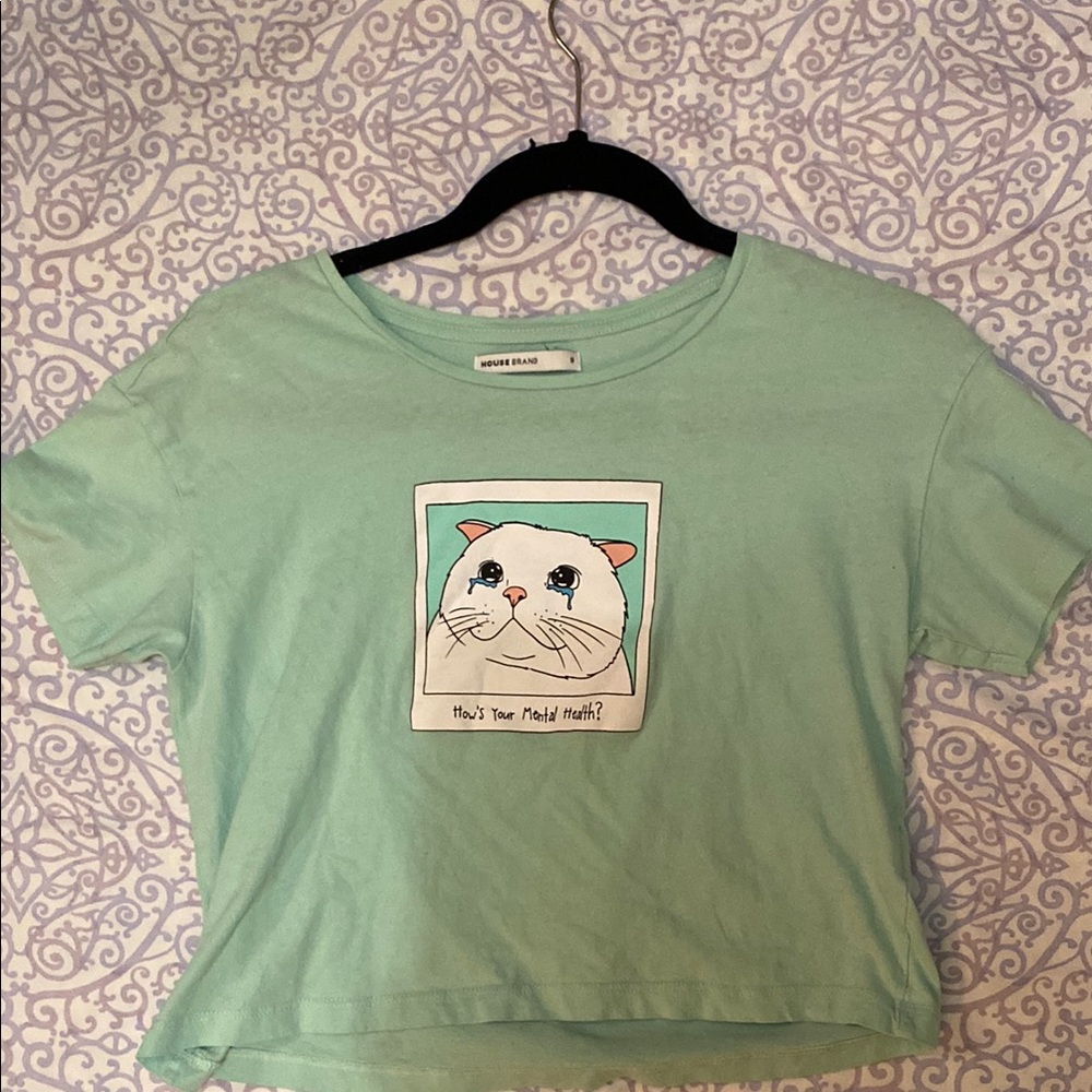 Divine Feline Mint Green Cat Graphic Tee
